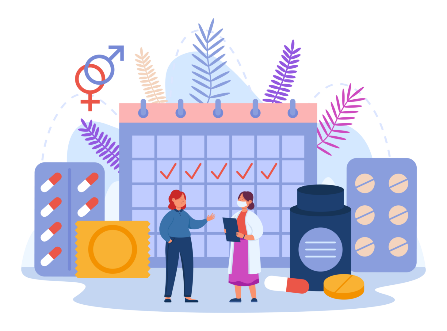 Contraceptive methods and calendar graphics